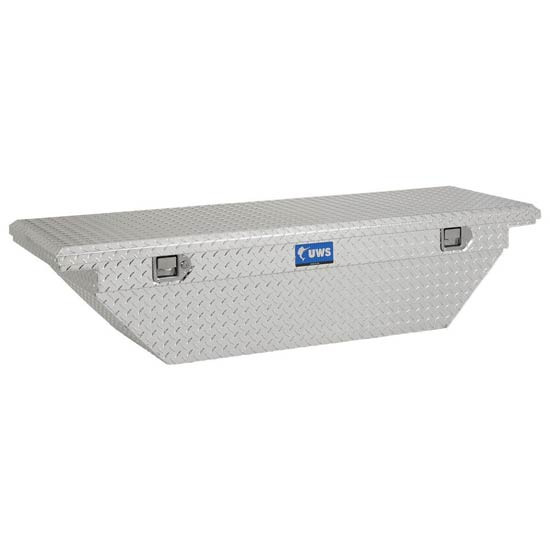 Bright Diamond Plate Aluminum Low Profile Angled Crossover Tool Box- 60 Inch For Pickup Trucks