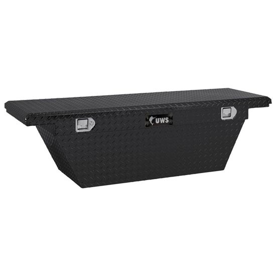 Gloss Black Diamond Plate Aluminum Deep Angled Low Profile Crossover Tool Box- 60 Inch For Pickup Trucks