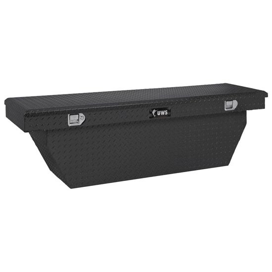 Matte Black Diamond Plate Aluminum Deep Angled Crossover Tool Box- 69 Inch For Pickup Trucks