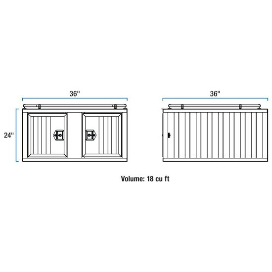 Bright Diamond Plate Aluminum Single Door Dog Box W/ Open Rungs- 36 X 36 Inch