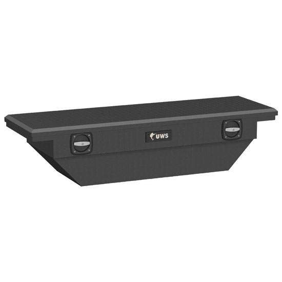 Matte Black Diamond Plate Aluminum Low Profile Angled Secure Lock Truck Tool Box- 63 Inch