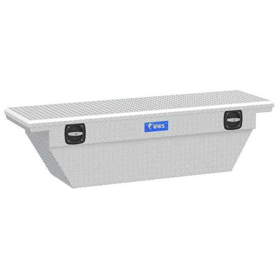 Bright Diamond Plate Aluminum Low Profile Deep Angled Secure Lock Crossover Truck Tool Box- 69 Inch