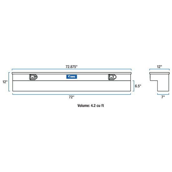 Gloss Black Diamond Plate Aluminum Truck Side Tool Box- 72 Inch