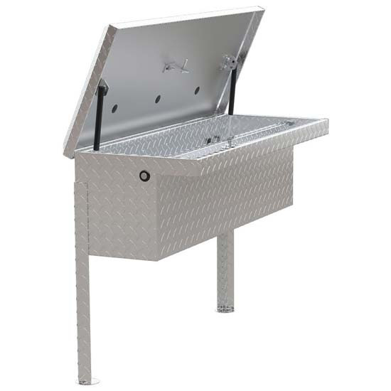Bright Diamond Plate Aluminum Low Profile Truck Side Tool Box W/ Legs- 36 Inch