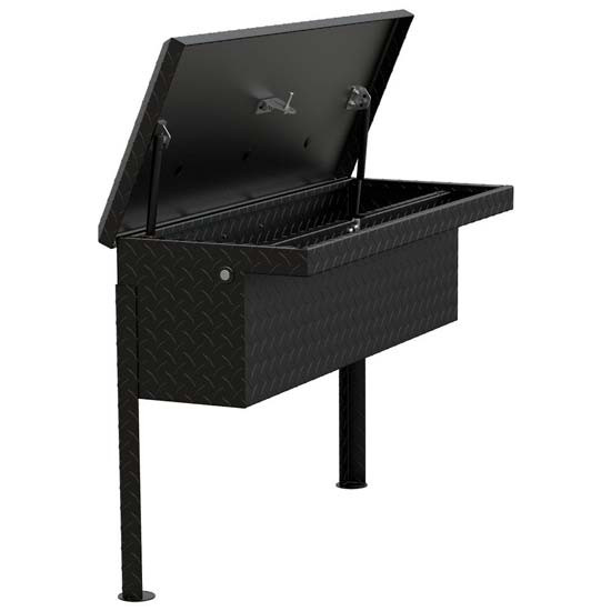 Matte Black Diamond Plate Aluminum Low Profile Truck Side Tool Box W/ Legs- 36 Inch