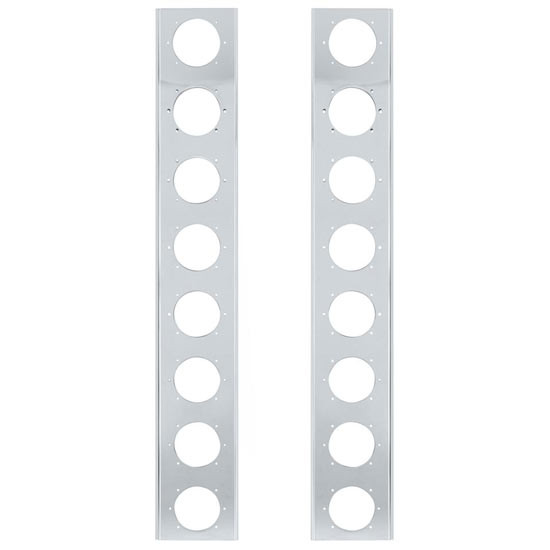Stainless Steel Front Air Cleaner Bracket W/ 16 Rnd 2 Inch Light Cutouts For Peterbilt 378, 379 - Pair