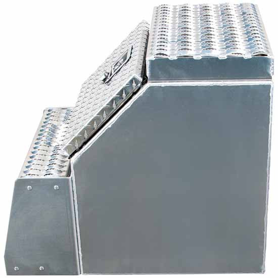 Diamond Plate Aluminum Step Saddle Box 18 x 25 x 28 Inch W/ Polished Back/Side Panels