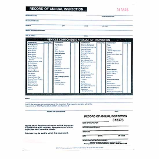 Annual Inspection Form With Decal