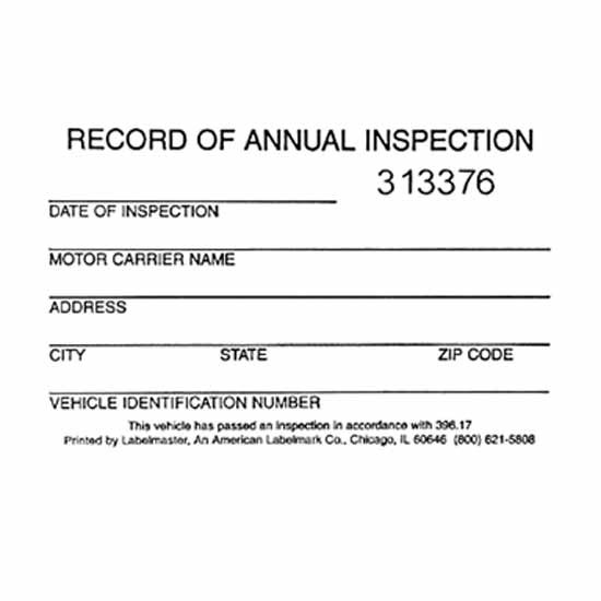 Annual Inspection Form With Decal