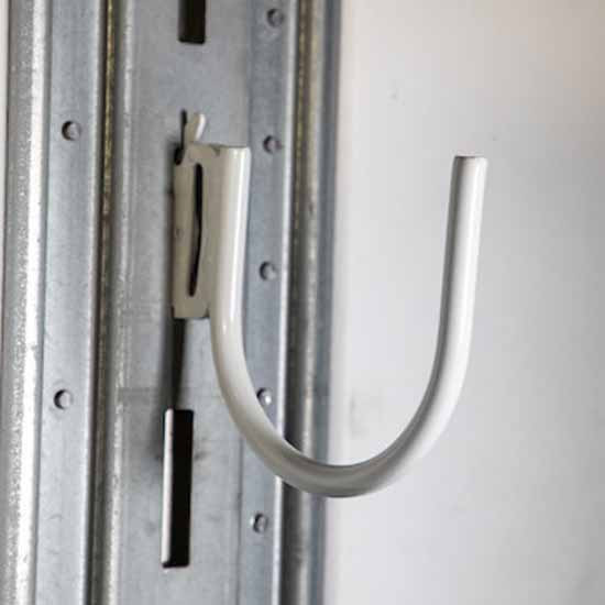 White Steel E-Track Curved J-Hook