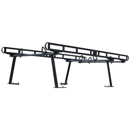 Black Powder-Coated Aluminum Cab-Over Truck Ladder Rack For Full-Sized Pickup Trucks - 800 Pound Capacity