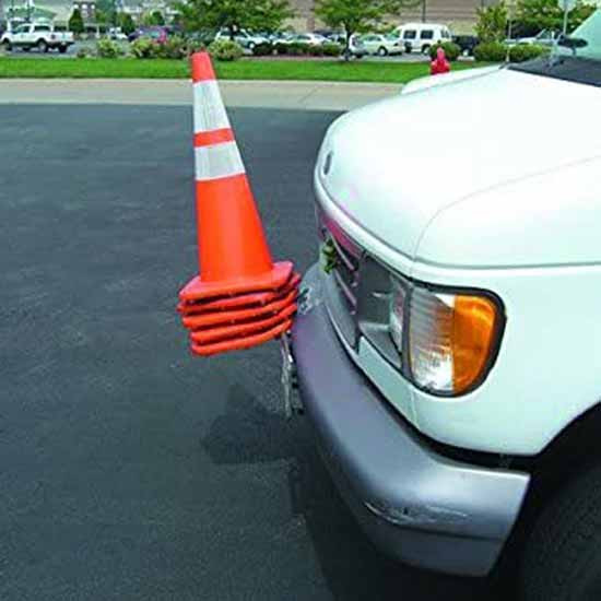 Silver Powder-Coated Vertical Mount Traffic Cone Holders - Holds 10 - 18 Inch Or 5 - 28 Inch Cones- 2 Pack