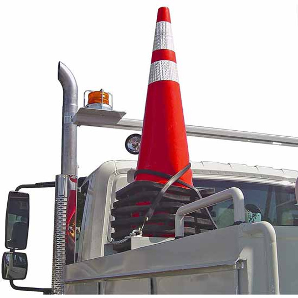 Silver Horizontal Mount Traffic Cone Holder - Holds 10 - 18 Inch Or 5 - 28 Inch Cones