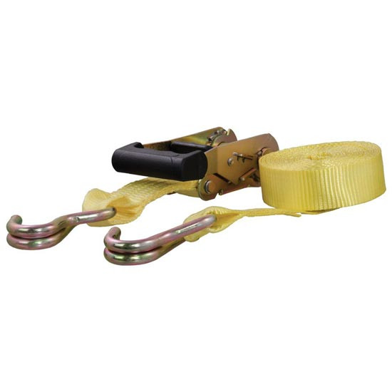 14 Foot Yellow Cargo Strap W/ Zinc-Plated J-Hooks - 5,000 Lbs. Break Strength