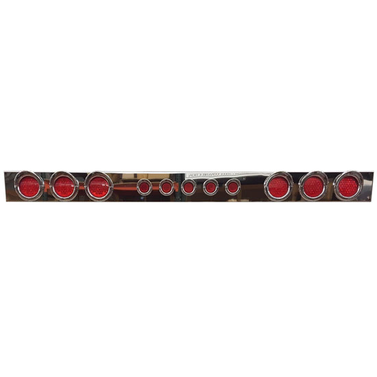 Brunner Stainless Steel Light Bar W/ 6 - 4 Inch & 5 - 2 Inch Round Light Holes, 12 Inch Deep For Top Of Sturdy Cab Racks
