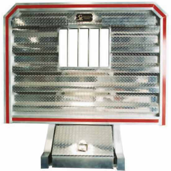 Deluxe Cab Rack - Diamond Plate 68 X 72 Inch With Jail Bar Window And Logger Box  By Sturdy-Lite