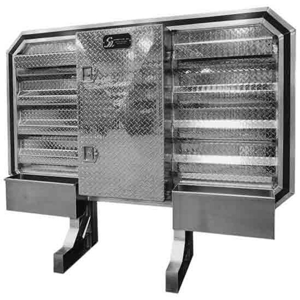 Sturdy-Lite Diamond Plate Aluminum Single Door Cab Rack, 68 x 80 Inch W/ 2 Chain Racks & 2 Chain Trays