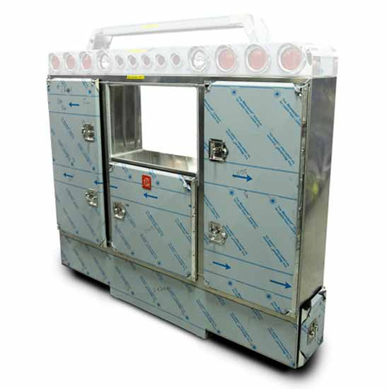 Angled-Face 3 Door Cab Rack - Stainless Steel 62 X 80 X 16 Inch Flush Mount, Stainless Face Trim By Brunner