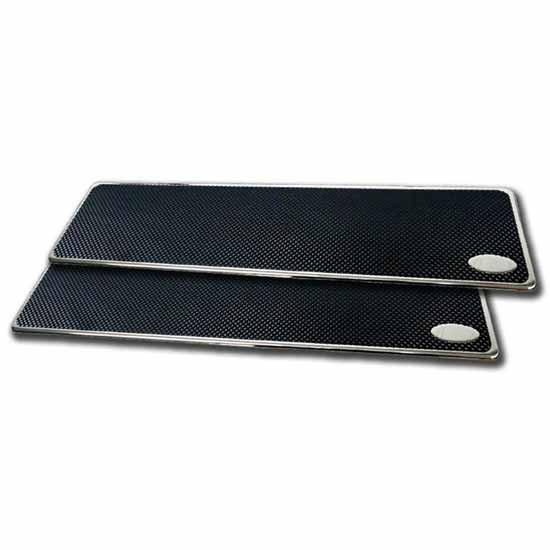 16 Inch Chrome-Plated Billet Aluminum Step Plate With Rubber Raised Grip Insert - Peterbilt Logo Cutout