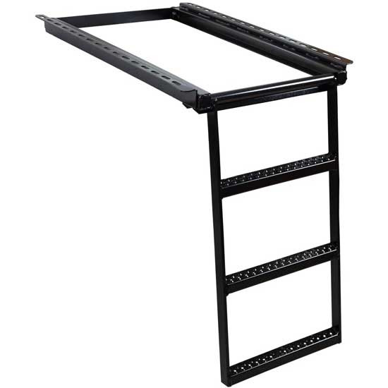 Black Powder-Coated Steel 3-Rung Retractable Truck Step