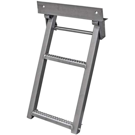 17.38 X 30.25 Inch Compact Two-Rung Retractable Truck Step W/ Non-Slip Tread