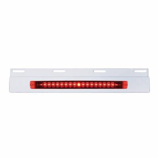 Stainless Steel Top Mud Flap Plate W/ 19 LED 17 Inch Light Bar - Red LED / Red Lens
