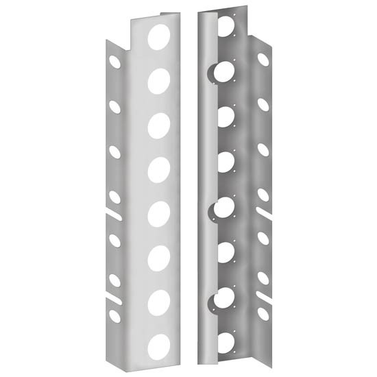Stainless Steel Slotted Front Air Cleaner Light Panels W/16 Rnd Light Holes For 13 & 14 Inch AC For Peterbilt 378, 379, 388, 389