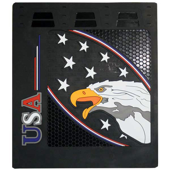 24 X 30 Inch Black Synthetic Rubber Stars & Bald Eagle Mud Flap