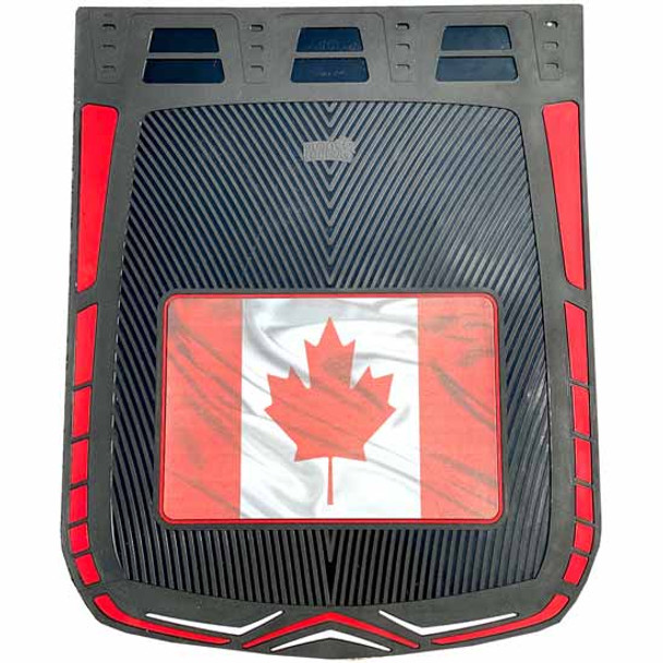 24 X 30 Inch Canadian Flag Mud Flaps With Black Background, Red Accents 24 X 30 Inch Canadian Flag Mud Flaps With Black Background, Red Accents