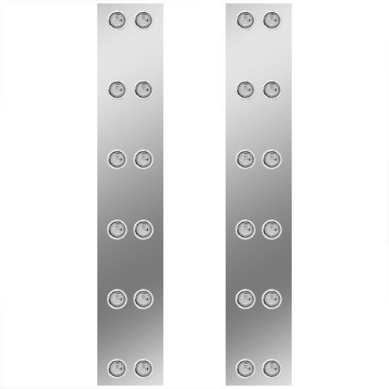 19.5 Inch Tall Stainless Steel Front Air Cleaner Light Panels W/ 24 - 3/4 Inch Amber/Clear Lights For Peterbilt