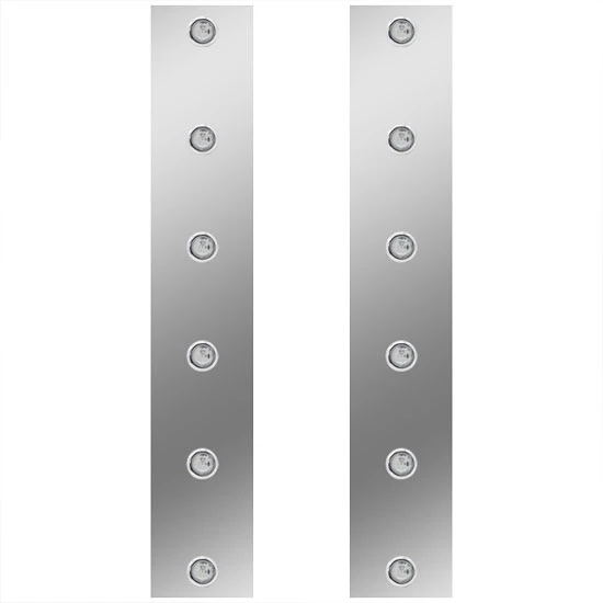 Stainless Steel Front Air Cleaner Panels W/ Amber Bulkhead LEDs For 13 inch & 15 Inch Breathers Fits Peterbilt 378, 379, 388, 389