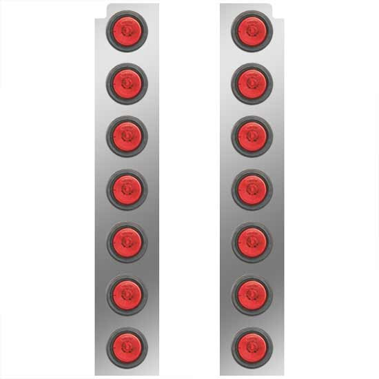 Rear Light Panels For 15 Inch Air Cleaner W/ 2 Inch Red LEDs - Pair For Peterbilt 378, 379, 388 & 389