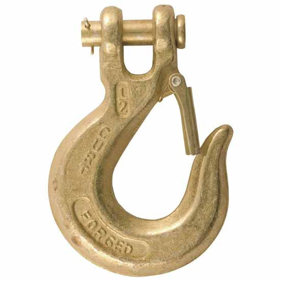 1/2 Inch Grade 80 Yellow Zinc-Plated Safety Latch Clevis Hook - Rated To 48,000 Lbs. GTW