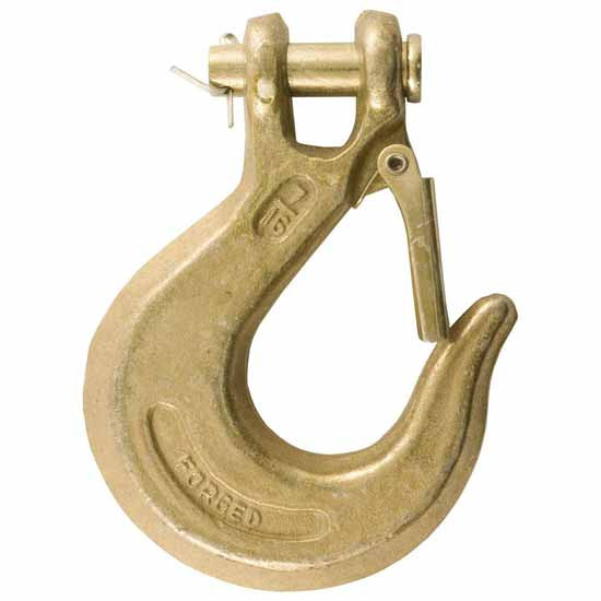 7/16 Inch Grade 80 Yellow Zinc-Plated Clevis Hook W/ Spring-Loaded Safety Latch - Rated To 40,000 Lbs. GTW