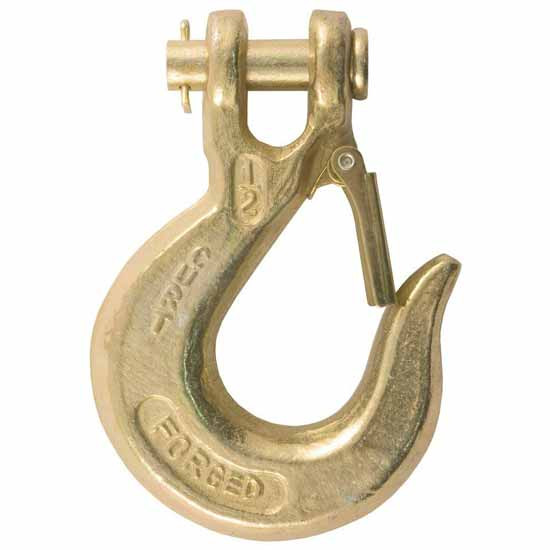 1/2 Inch Grade 43 Yellow Zinc-Plated Clevis Hook W/ Spring-Loaded Safety Latch - Rated To 35,000 Lbs. GTW