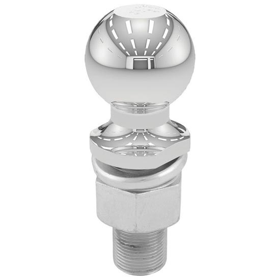 2.3125 Inch Chrome-Plated Steel Trailer Ball W/ 1.25 X 3 Inch Shank, Zinc-Plated Hex Nut - Rated To 6,000 Lbs. GTW