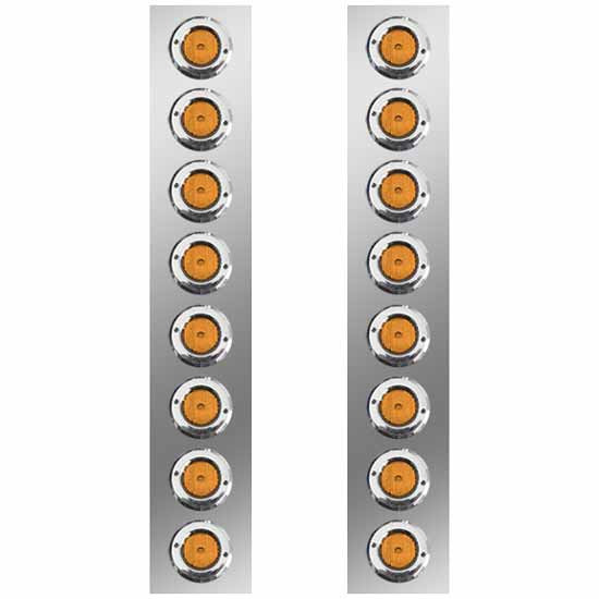 Front Air Cleaner Light Panels W/ 16 - 2 Inch Flat Amber LED Lights For Peterbilt W/ Premium Donaldson