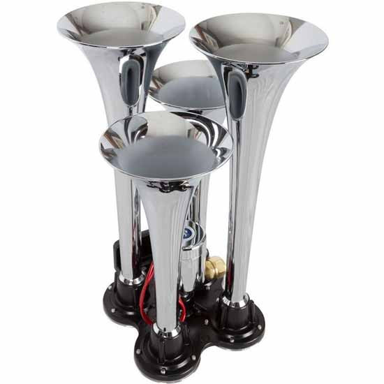 HornBlasters Bullet Chrome Air Horn Kit With 1.5 Gallon 120 PSI Non Weather-Sealed Air Supply