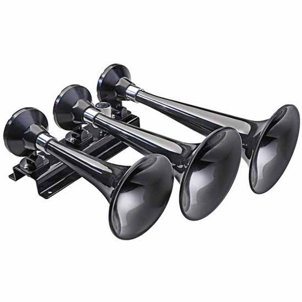 Model 855 WOLO Express 12V 128 Decibel 308/337/366 Hz Black ABS Plastic Triple Train Horn