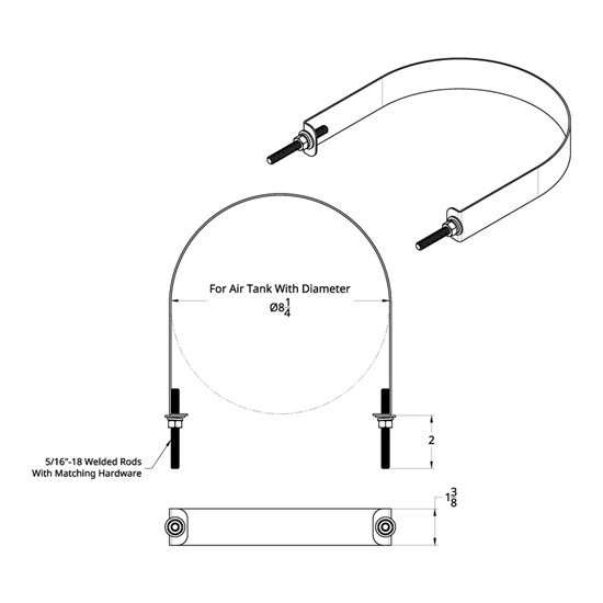 Stainless Steel Flat Air Tank Straps 8.25 X 1.125 Inch For Peterbilt 378, 379, 386, 389