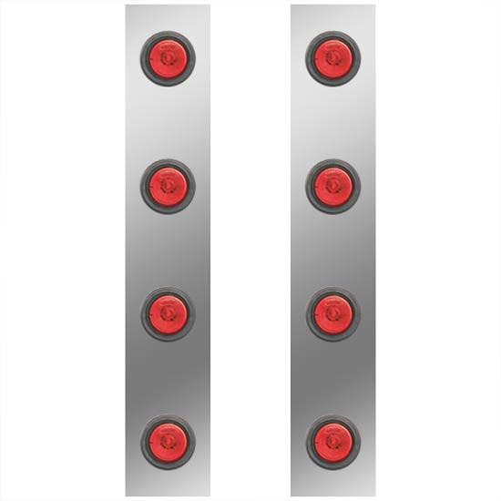 Stainless Steel Rear Air Cleaner Panels W/ 2 Inch Rnd Light Holes For Peterbilt 378, 379, 388, 389