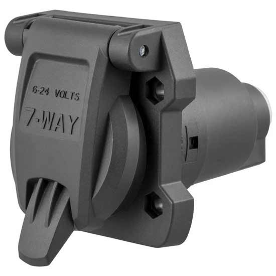 Vehicle-Side Heavy Duty 7-Way RV Blade Connector Socket W/ Spring-Loaded Dust Cover