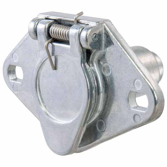 Vehicle-Side 4-Way Round Connector Socket W/ Spring-Loaded Dust Cover