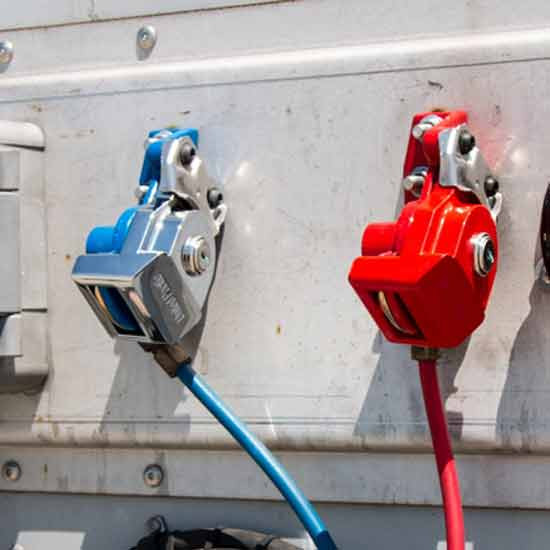 Heavy Duty Red Aluminum Glad Hand Trailer Lockout Device - Keyed