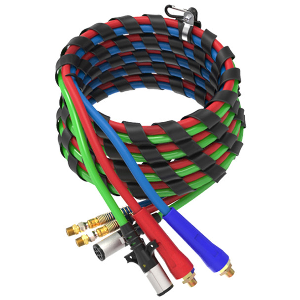 20 Ft 3-In-1 Standard ABS Trailer Cord & Hoses With Spiral Wrap
