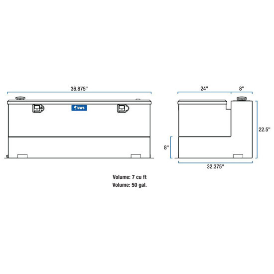 Bright Diamond Plate Aluminum 50 Gallon Transfer Tank