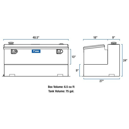 Matte Black Steel-Aluminum 75 Gallon Transfer Tank