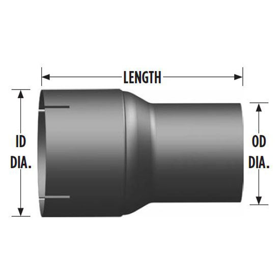 BESTfit Aluminized Steel Exhaust Adapter Reducer 8 ID X 5 OD X 8 Inch Length
