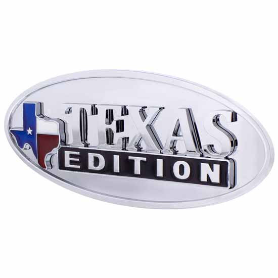 7.875 X 3.25 Inch Chrome-Plated Die Cast Metal Oval Texas Edition Accent Emblem