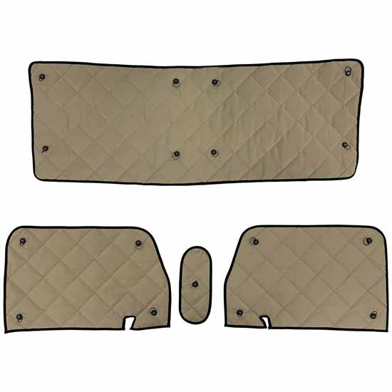 Robert James 4 PC Zeneclipse Blackout Front Window Covers - Black / Khaki For Peterbilt 378 1988 - 2007